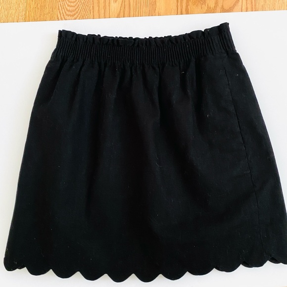 J.CREW FACTORY LINEN BLEND SKIRT SCALLOP HEM PAPERBAG WAIST SIZE 2 BLACK - Picture 2 of 10